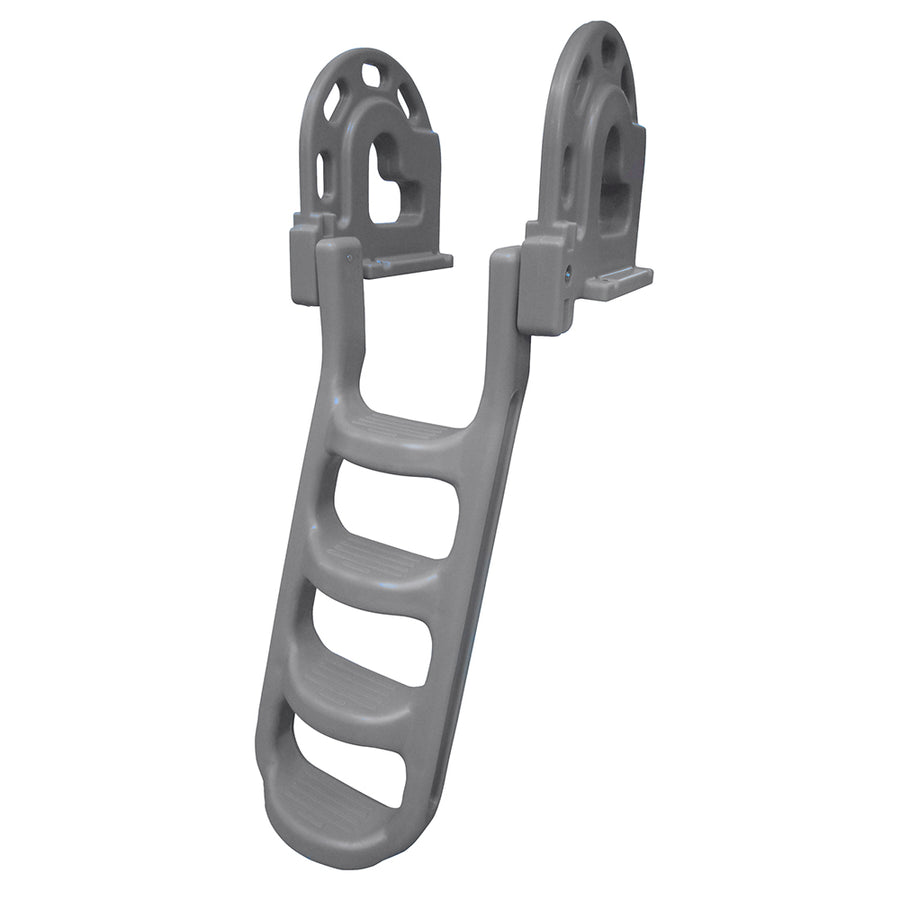 Dock Edge Stand-Off Flip-Up Polyethylene Roto Molded 4-Step Dock Ladder - Grey [DE2084F]